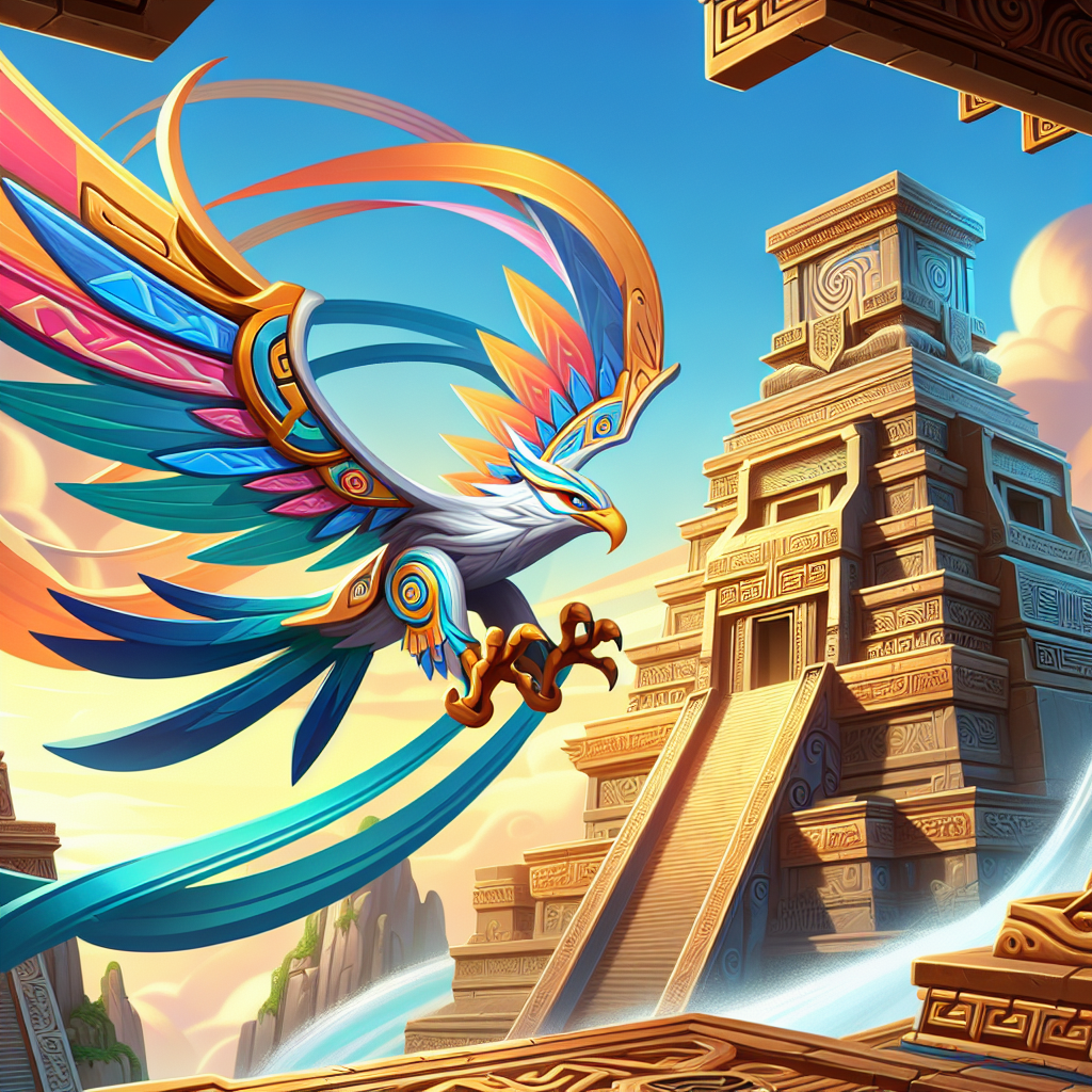 Gameplay screenshot showing Horus flying over an ancient temple.